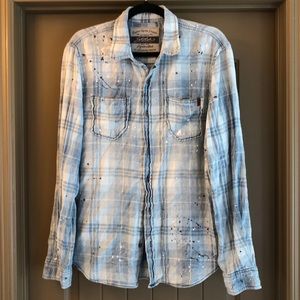 Stitch’s Men’s Long Sleeved Distressed Denim Shirt